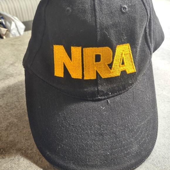 NRA National Rifle Association Hat Black Yellow Logo Adjustable Cap USA Flag 2A - Picture 1 of 4